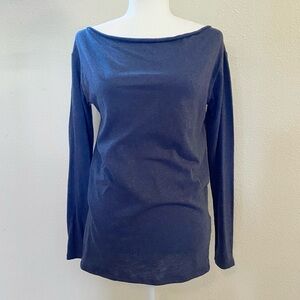 Gap Heather Blue Boatneck Long-sleeve Tunic Tee